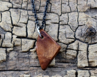 Camphor Wood Pendant Necklace - Handmade Wood Pendant - Exotic Wood from Southeast Asia Wood Necklace - 18 inch Long Chain