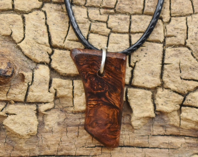 Handmade Honduran Rosewood Burl Wood Pendant Necklace (18-20inch Adjustable)