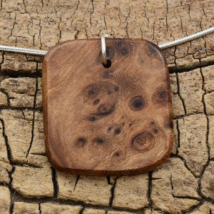 Red Elm Burl Pendant Necklace - Handmade Wood Pendant - Wood Necklace - 24 inch Long Chain