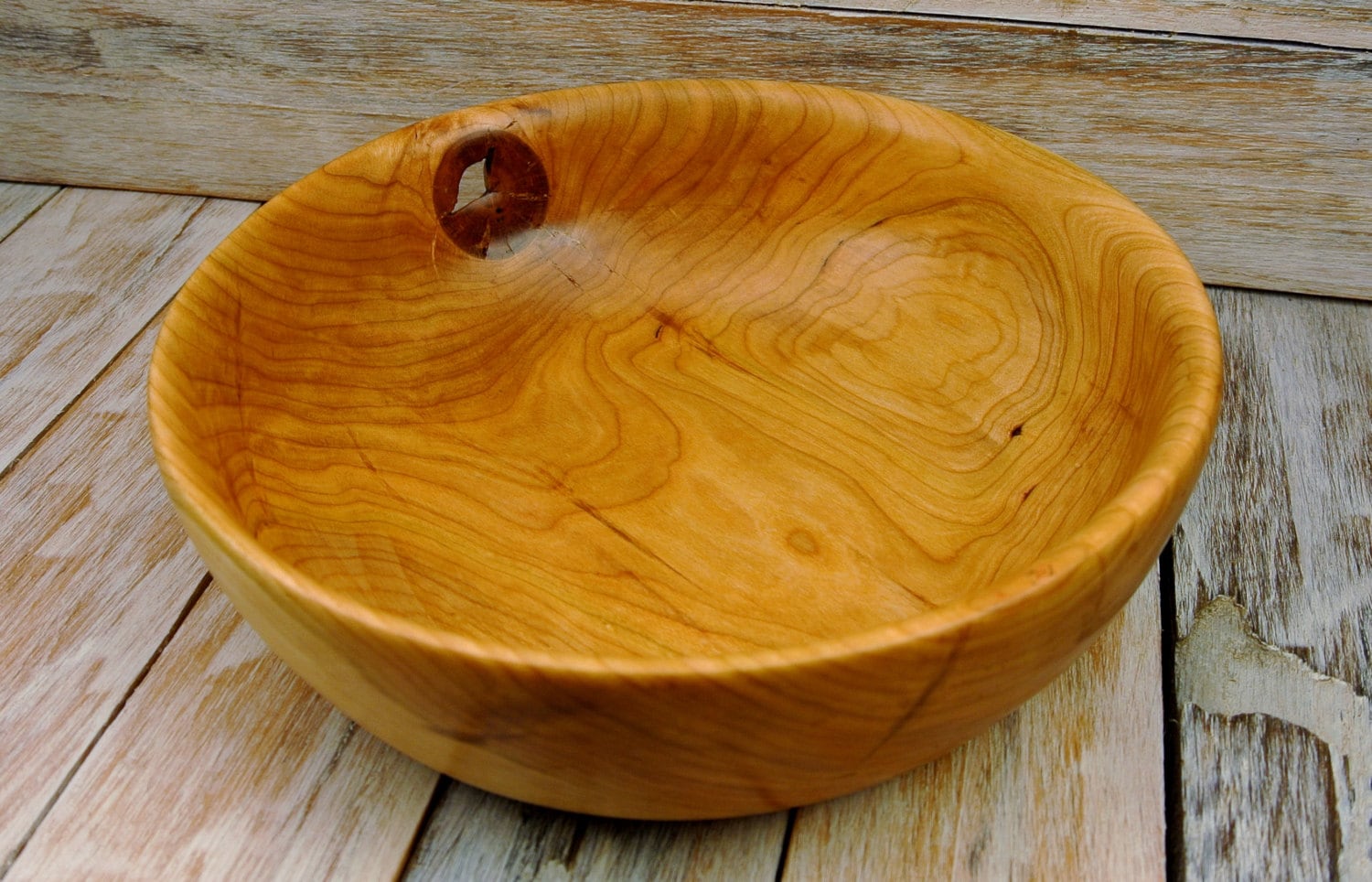 Wooden Centerpiece Bowl Cherry Rustic Bowl Hand Carved Bowl
