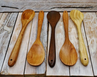 Wood Spoon - Hand Carved Wood Spoon - Ash, Cherry, Maple, Oak, Walnut Wood - 1 Wood Spoon