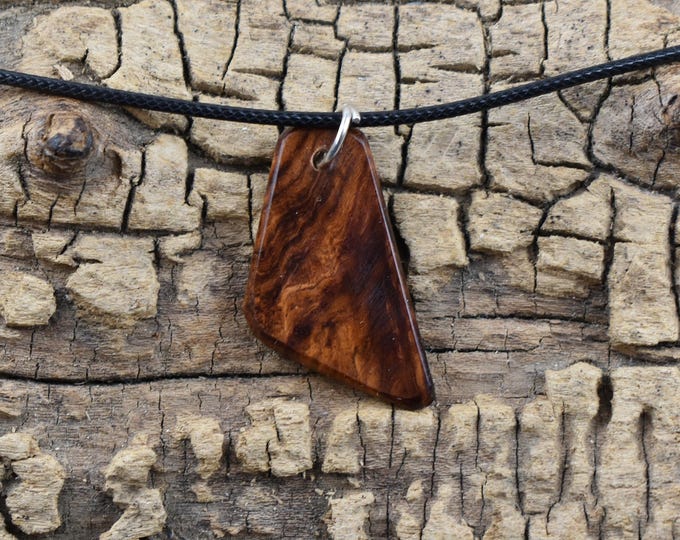 Handmade Honduran Rosewood Burl Wood Pendant Necklace (18-20inch Adjustable)