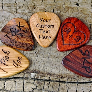 Custom Wood Guitar Pick Handmade Wood Guitar Pick Engraved Wooden Guitar Pick Personalized Wood Guitar Pick 1 Wood Guitar Pick image 1