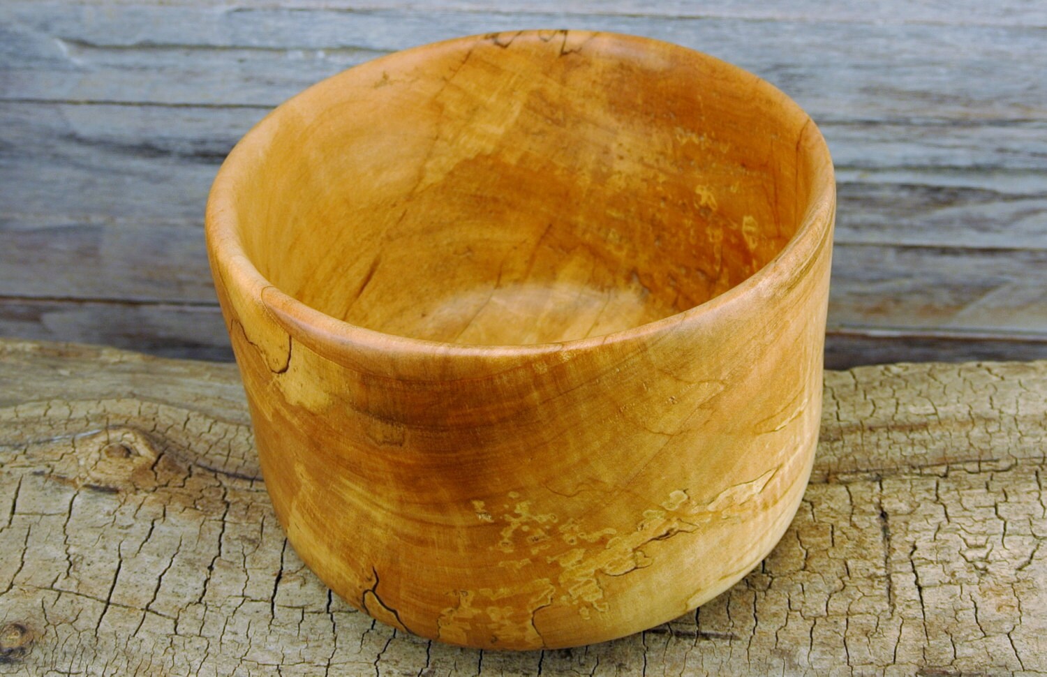 Wooden Centerpiece Bowl Figured Maple Rustic Bowl Hand Carved