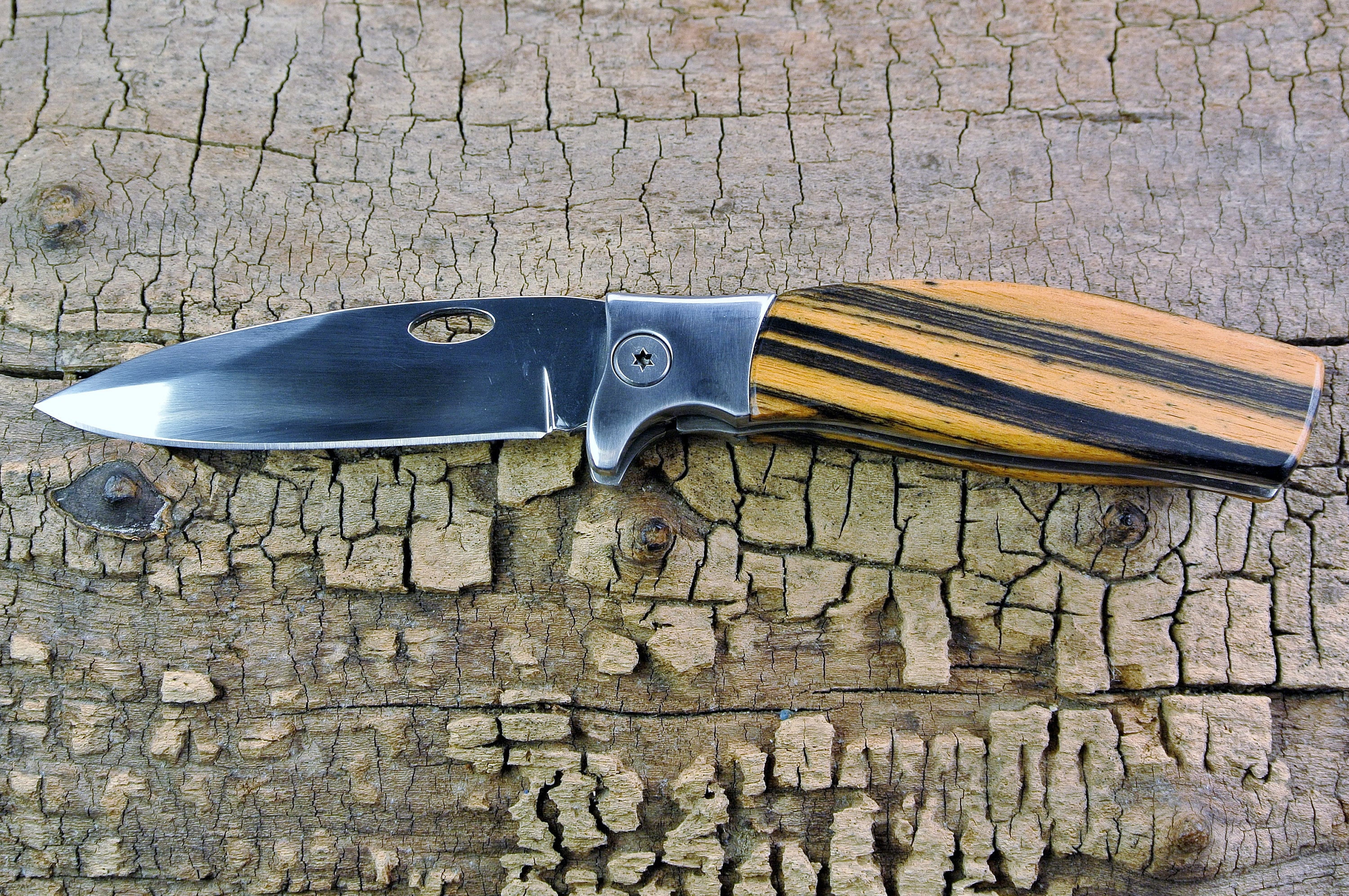 Pocket Knife with Wood Handle Black & White Ebony Wooden Handle