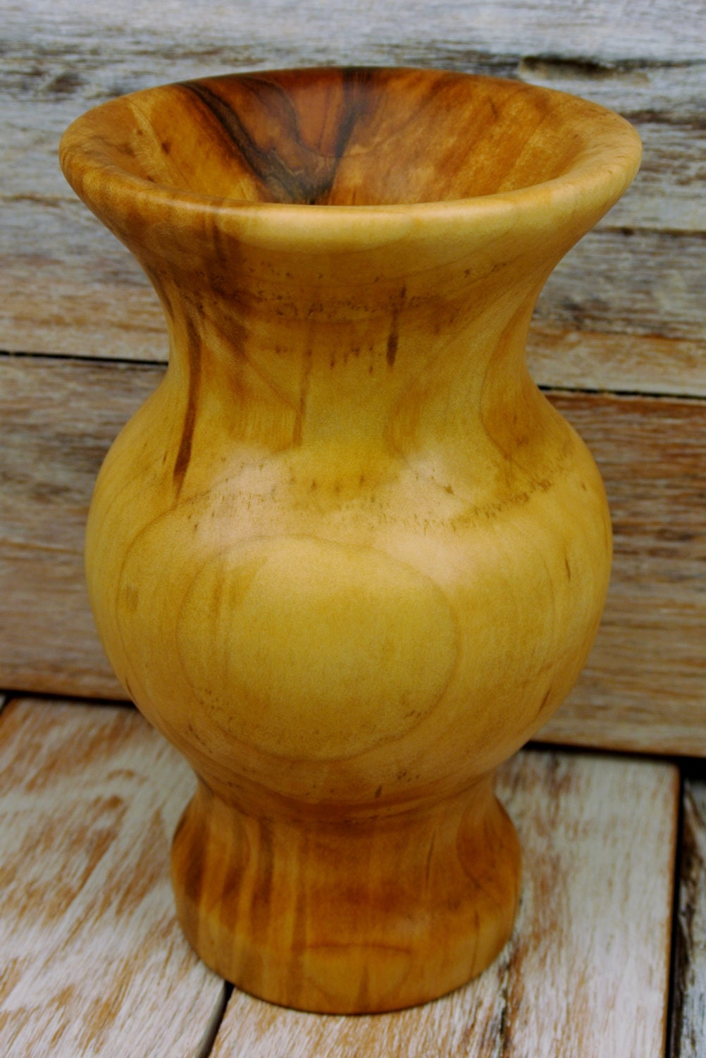 Wooden Vase Dry Vase Figured Maple Wood Carving Hand Carved