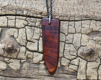 Bloodwood Burl Wood Pendant Necklace - Handmade Wood Pendant - Rare Burl from Belize Wood Necklace - 1 Wood Pendant - 18 inch Long Chain