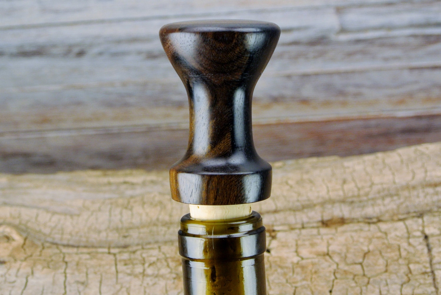Wooden Wine Bottle Stopper Macassar Ebony Wood Carving Cork
