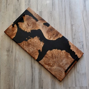 Charcuterie Board Black Onyx Resin and Maple Burl - Live Edge Board - Serving Board - Resin Wood Charcuterie Board - 12x24