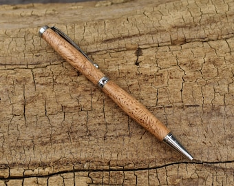 Oak Burl Wood Slimline Pen – Chrome Finish