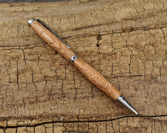 Oak Burl Wood Slimline Pen – Chrome Finish