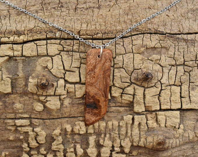 Mesquite Burl Wood Pendant Necklace - Handmade Wood Pendant - Rare Wood Necklace - 1 Wood Pendant - 24 Inch Chain Necklace