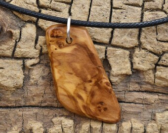 Olivewood Burl Wood Pendant Necklace - Handmade Wood Pendant - Wood Necklace - 1 Wood Pendant - 18-20inch Adjustable