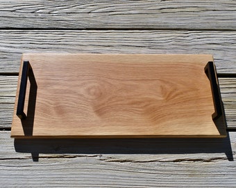 White Oak Charcuterie Board - Solid Slab of White Oak - Serving Board - 8 3/4in x 20in Wood Tray - Engraving Option Available
