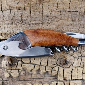 Corkscrew Bottle Opener - Manzanita Burl - Groomsmen Gift - Wedding Gift