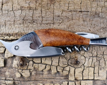 Corkscrew Bottle Opener - Manzanita Burl - Groomsmen Gift - Wedding Gift