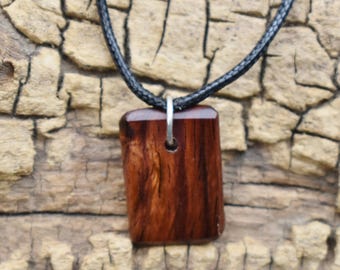 Honduran Rosewood Pendant Necklace - Handmade Wood Pendant - Wood Necklace - 1 Wood Pendant - 18-20inch Adjustable