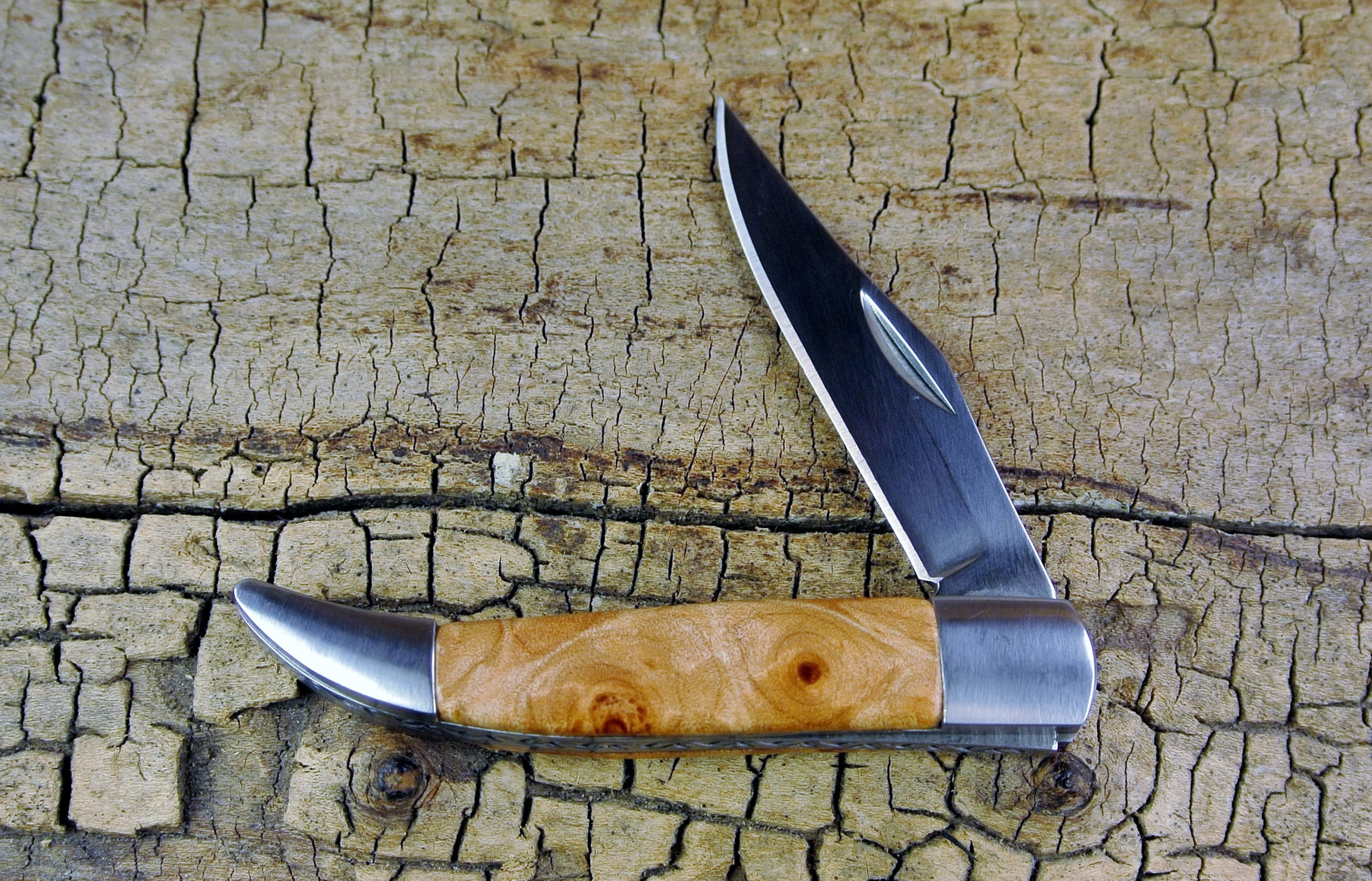 Pocket Knife with Wood Handle Maple Burl Wooden Handle Wood Pocket