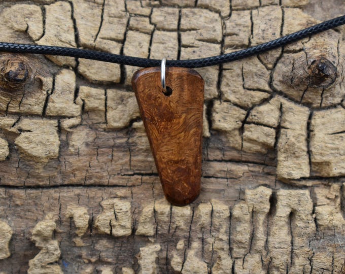 Handmade Hawaiian Mango Burl Wood Pendant Necklace: Adjustable 18-20 inch