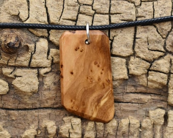 Olivewood Burl Wood Pendant Necklace - Handmade Wood Pendant - Wood Necklace - 1 Wood Pendant - 18-20inch Adjustable