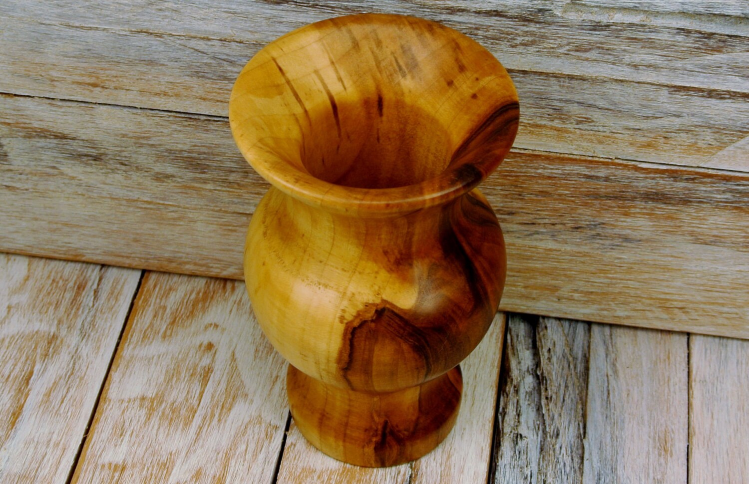 Wooden Vase Dry Vase Figured Maple Wood Carving Hand Carved