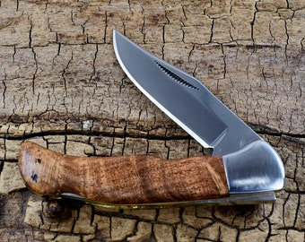Pocket Knife with Wood Handle - Mesquite Burl Wooden Handle - Wood Pocket Knife - Best Man Gift - Groomsman -Folder Knife