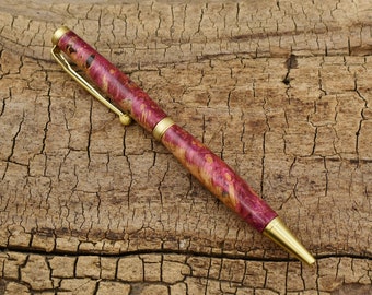 Pink/Purple Dyed Maple Burl Wood Pen - Wooden Pen - Groomsmen Gift - Father's Day Gift - Wedding Gift - Graduation Gift