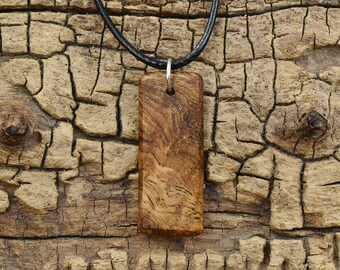 Satinwood Burl Wood Pendant Necklace - Handmade Wood Pendant - Rare Wood Necklace - 1 Wood Pendant - 18-20inch Adjustable