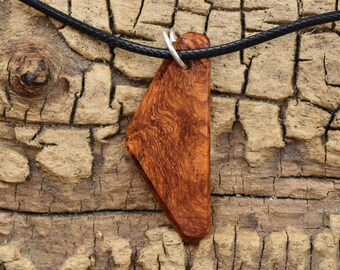 Afzelia Burl Wood Pendant Necklace - Handmade Wood Pendant - Rare Wood Necklace - 1 Wood Pendant - 18-20inch Adjustable