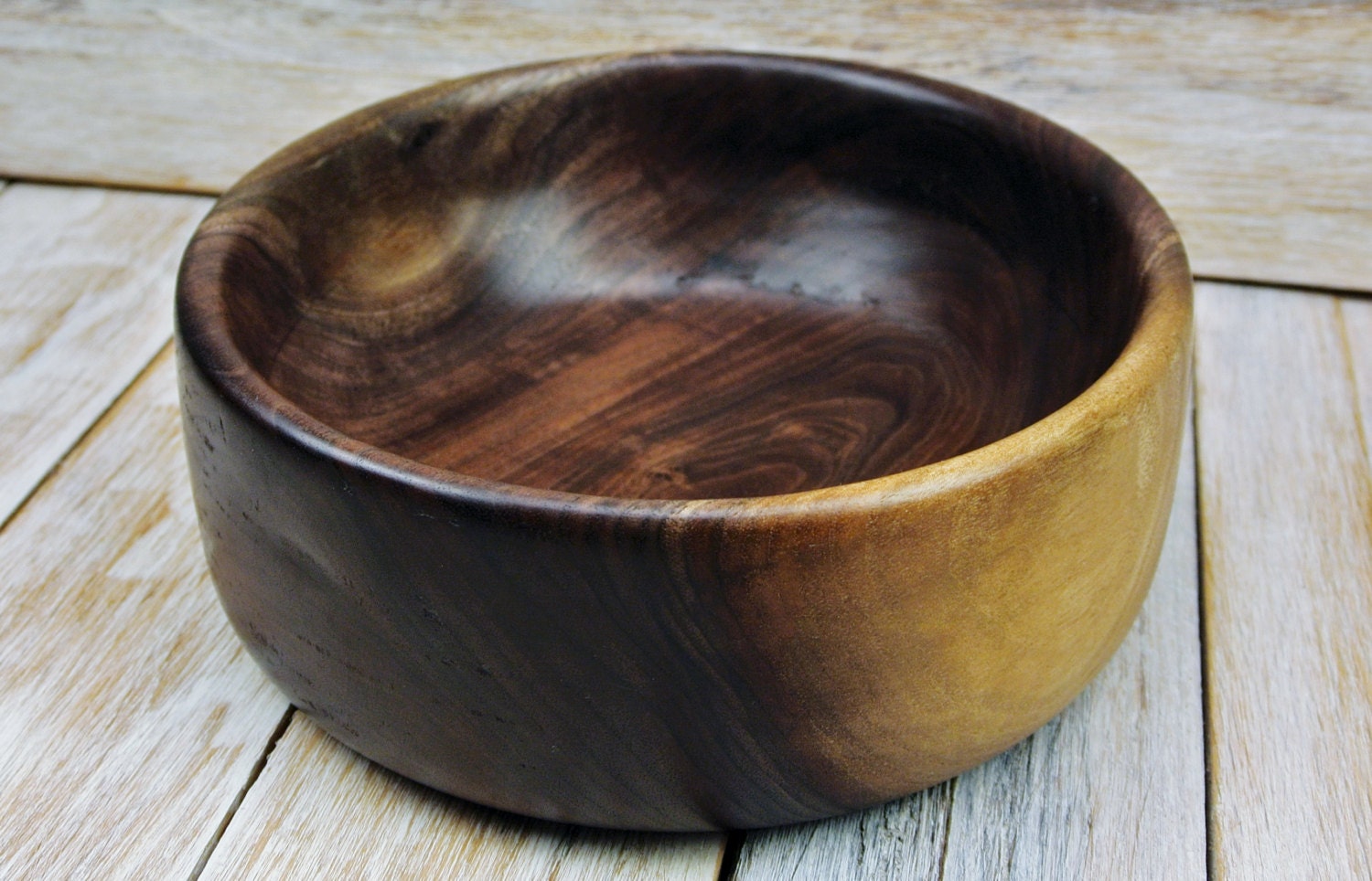 Wooden Centerpiece Bowl Figured Walnut Wood Rustic Bowl Hand