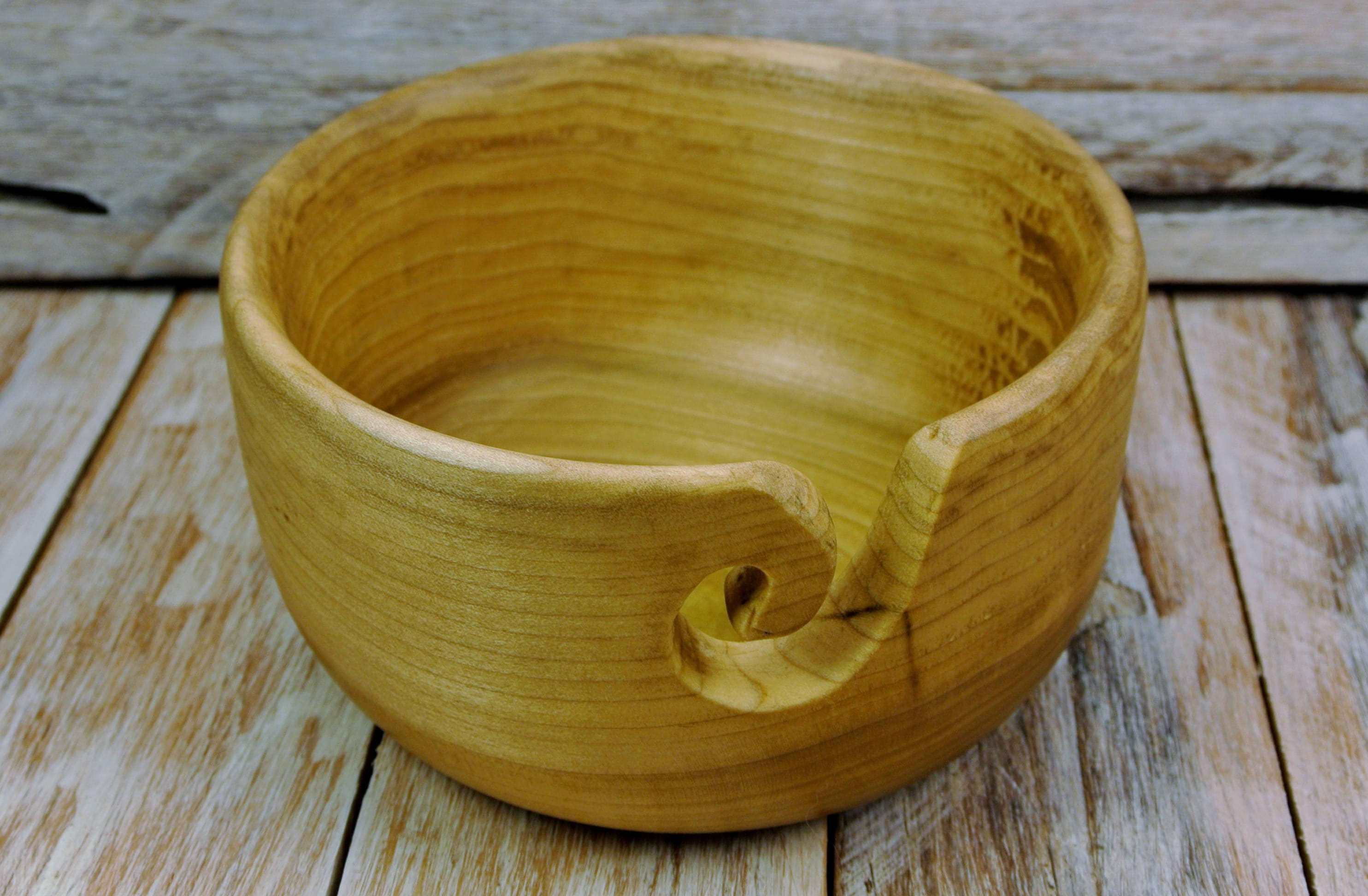 Wooden Yarn Bowl Poplar Crocheting Yarn Bowl Rustic Bowl Hand