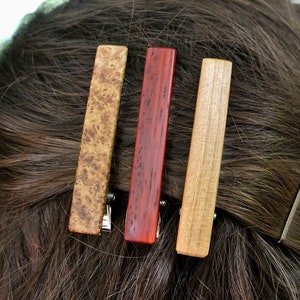 One Wood Hair Clip Custom Engraved  - (Choose Wood Type) - 2 1/4" Hair clip - Wedding Gift - Bridesmaid Gift