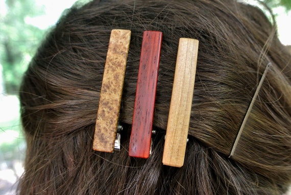 One Wood Hair Clip Custom Engraved choose Wood Type 2 - Etsy One Wood Hair Clip Custom Engraved choose Wood Type 2 - Etsy