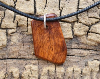 Amboyna Burl Wood Pendant Necklace - Handmade Wood Pendant - Rare Wood Necklace - 1 Wood Pendant - 18-20inch Adjustable