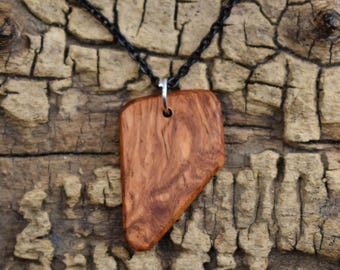 Afzelia Burl Wood Pendant Necklace: Handmade Rare Wood, 18 inch Chain