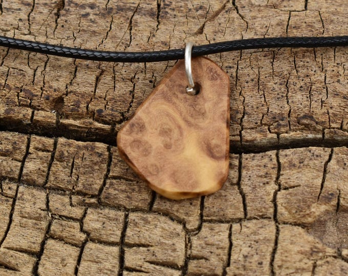 Australian Mallee Burl Wood Pendant Necklace: Handmade Adjustable Necklace