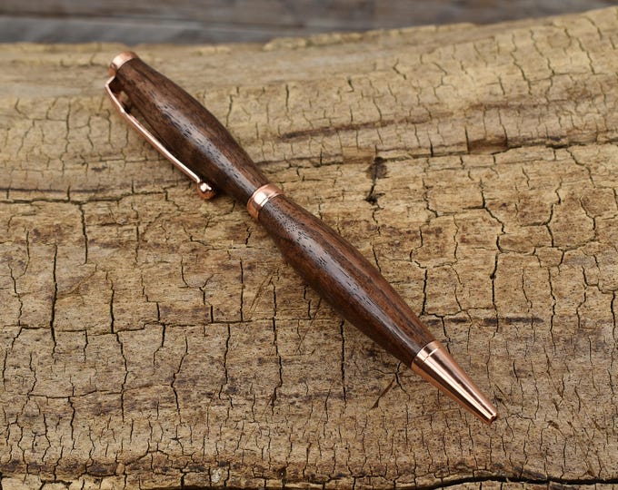 Curly Black Walnut Wood Pen with Copper Finish