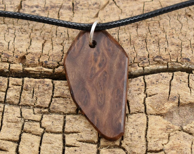 Philippine Ebony Burl Wood Pendant Necklace - Handmade Adjustable