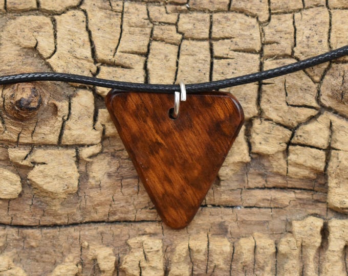 Handmade Snakewood Pendant Necklace: Rare Wood, Adjustable Length