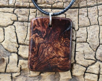 Honduran Rosewood Burl Wood Pendant Necklace - Handmade Wood Pendant - Rare Wood Necklace - 1 Wood Pendant - 18-20inch Adjustable