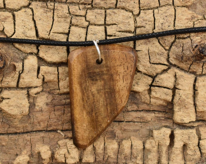 English Walnut Wood Pendant Necklace - Adjustable 18-20 inch