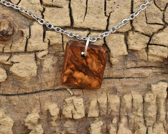 Honduran Rosewood Burl Wood Pendant Necklace - Handmade Wood Pendant - Rare Wood Necklace - 24 inch Long Chain