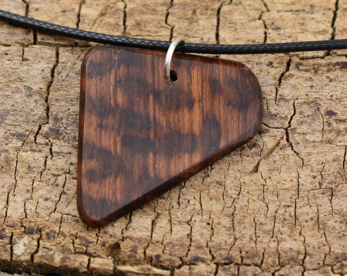 Handmade Snakewood Pendant Necklace: Rare Wood, Adjustable