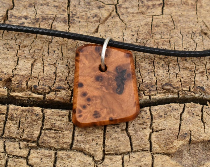 Handmade Juniper Burl Wood Pendant Necklace - Adjustable 18-20 inch