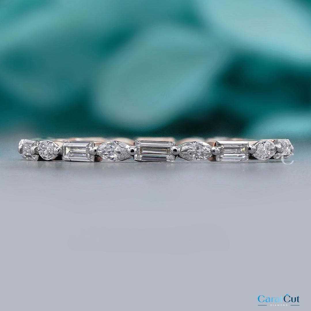 Alternating Diamond Eternity Band, Marquise & Baguette Lab Grown ...