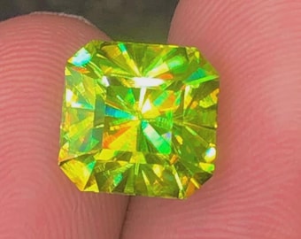 3 kt natuurlijke volledig vuur sphene titaan Asscher geslepen edelsteen voor het maken van sieraden