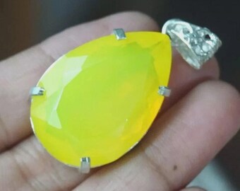 96 CT+ gecertificeerde natuurlijke gele opaal peer 925 massief zilveren hanger losse edelsteen