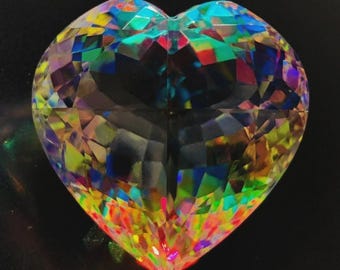 90 kt+ regenboogkleurige hartgeslepen natuurlijke mystic topaas gecertificeerde edelsteen
