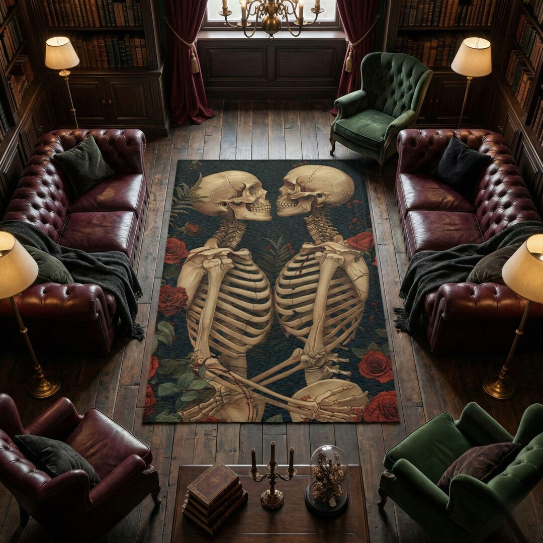 Gothic Skeleton Couple Rug | Goth Skull 5x7 Area Rug - Etsy