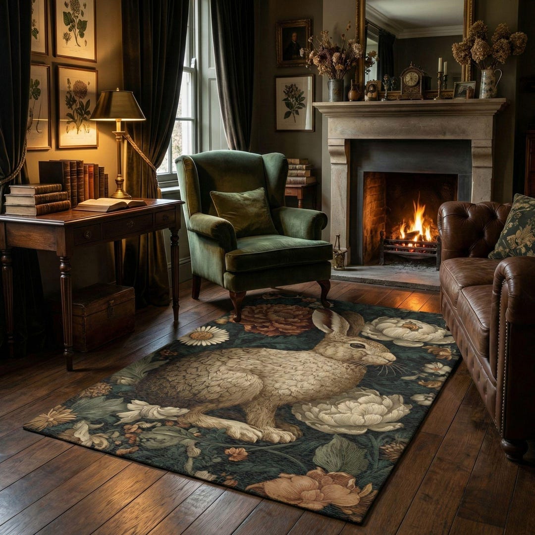 William Morris Style Bunny Rug - Etsy